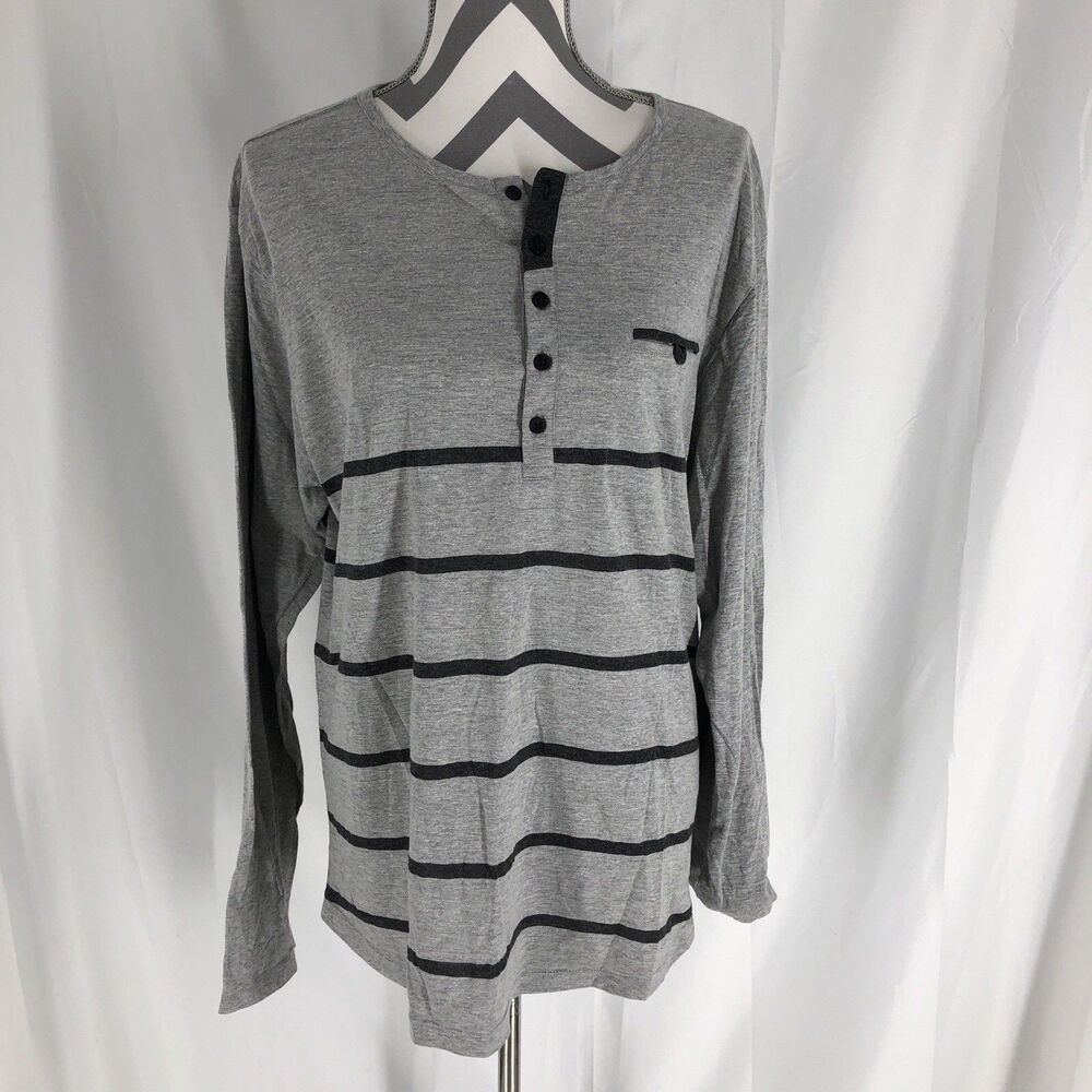 Ezekiel T-Shirt Women XL Gray Striped Long Sleeve